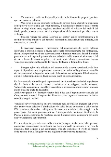 scarica la relazione - Filca CISL