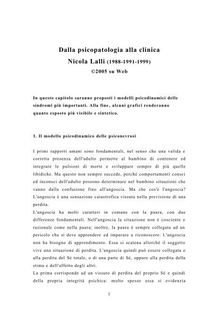 Dalla psicopatologia alla clinica - Centro di Psicoterapia Dinamica