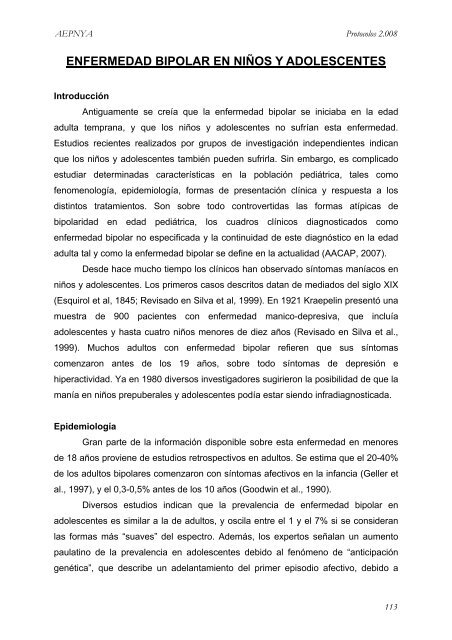 Trastorno bipolar - Asociación Española de Pediatría