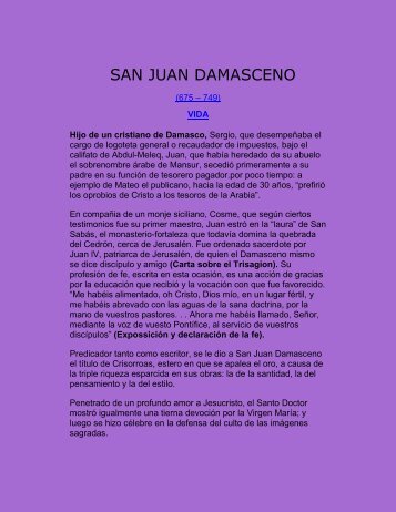 SAN JUAN DAMASCENO - Dios te llama