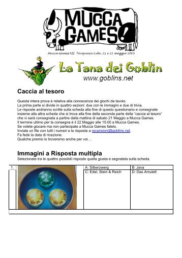 Caccia al tesoro Immagini a Risposta multipla - La Tana dei Goblin