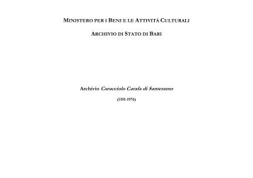 Archivio Caracciolo Carafa di Santeramo - Istituto Centrale per gli ...