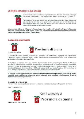 Utilizzo stemma e logotipo - Provincia di Siena