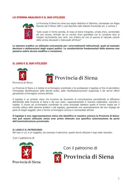 Utilizzo stemma e logotipo - Provincia di Siena