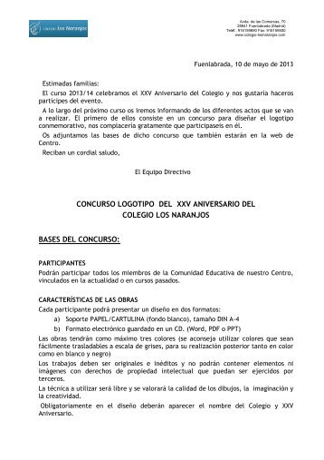 bases del concurso del logotipo - Colegio Los Naranjos
