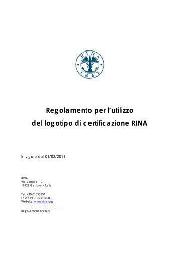 Regolamento per l'utilizzo del logotipo di certificazione RINA