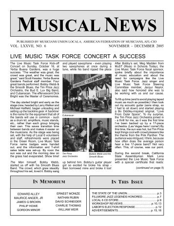 musical news - Musicians Union Local Six