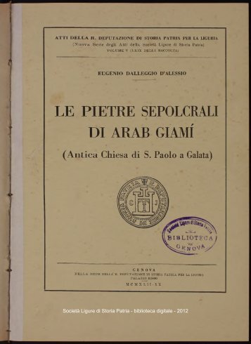 LE PIETRE SEPOLCRALI DI ARAB GIAMI - Società Ligure di Storia ...