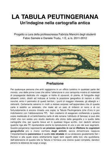 LA TABULA PEUTINGERIANA - Un'indagine nella cartografia antica