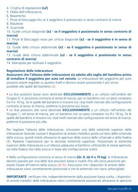 Seggiolino auto Gruppo 0-1 Manuale d'istruzioni, leggere ...