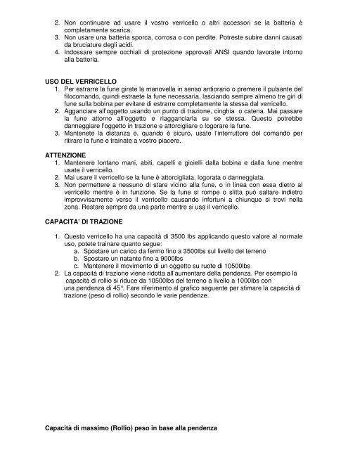 Manuale d'istruzioni verricello - GiordanoShop