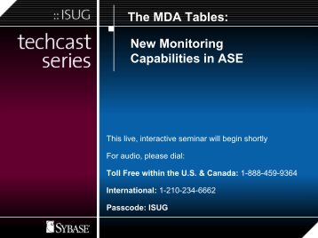 The MDA Tables: New Monitoring Capabilities in ASE - Sybase