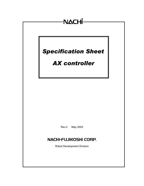 AX10 Robot Controller Specification - Nachi Robotics