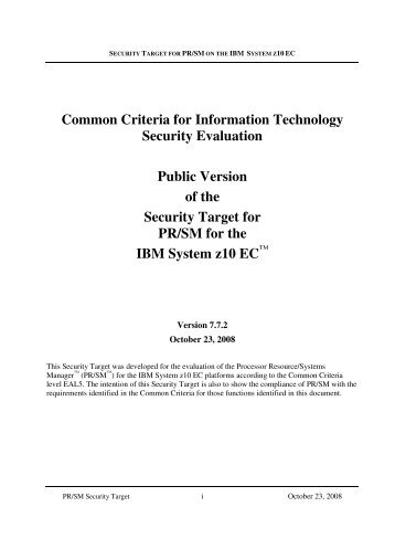 [ST] System z10 EC LPAR Security Target V7.7.2 20081023 PU-205