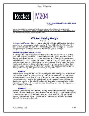 July 2009: Efficient Catalog Design - Rocket Software