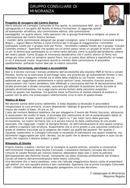 Notiziario Comunale n. 1/2013 - Comune di Ferno