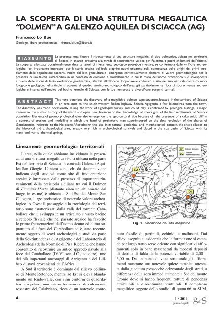 Gds_1 Anno 2011 - Ordine Regionale dei Geologi di Sicilia