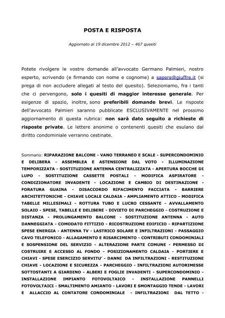 Esempio lettera condomini morosi