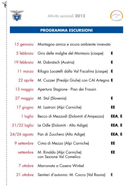 Programma attività sezionale - CAI -Gemona del Friuli