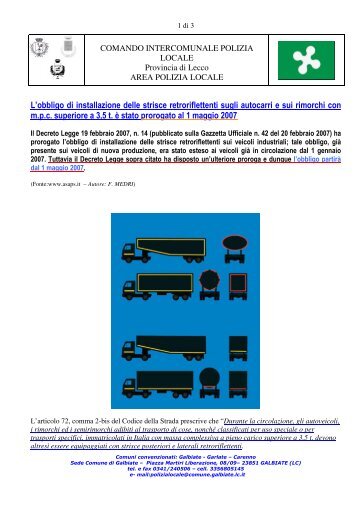 L'obbligo di installazione delle strisce retroriflettenti sugli autocarri e ...