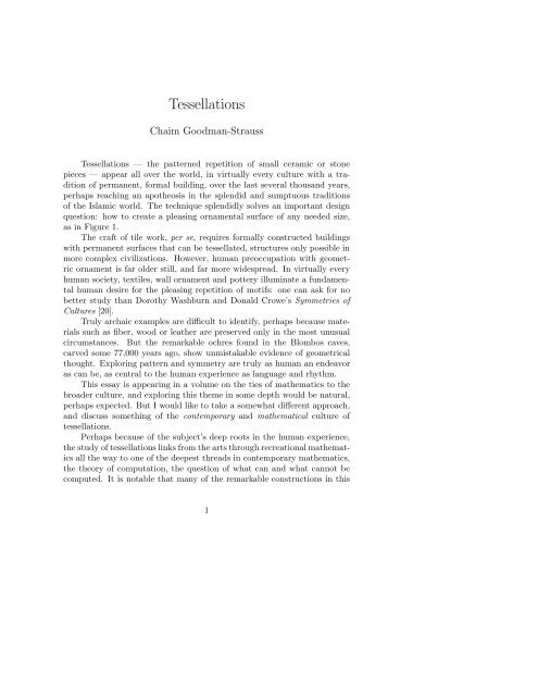 Tessellations The Math Factor Podcast