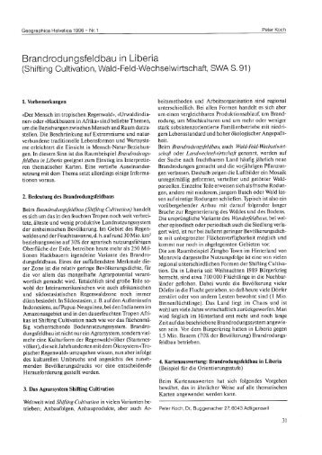 Shifting Cultivation, Wald-Feld-Wechselwirtschaft, SWA S. 91