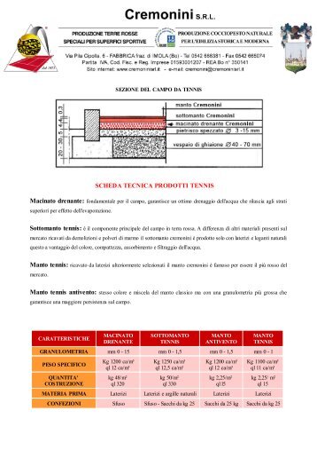 Produzione terre rosse speciali per superfici sportive - Cremonini Srl