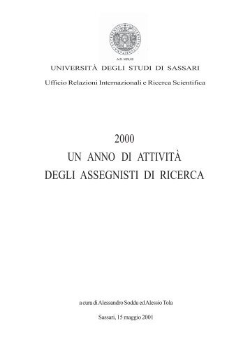 2000 - Un anno di attività degli Assegnisti di ricerca