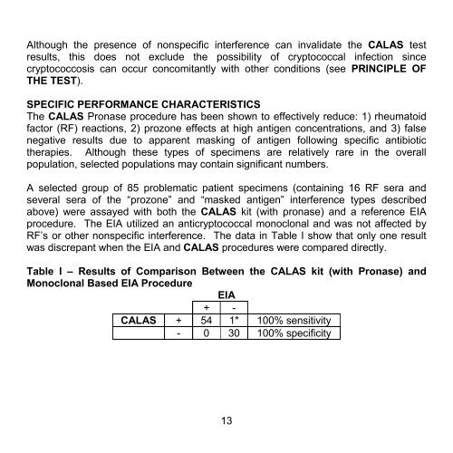 Cryptococcal Antigen Latex Agglutination System (CALAS®)