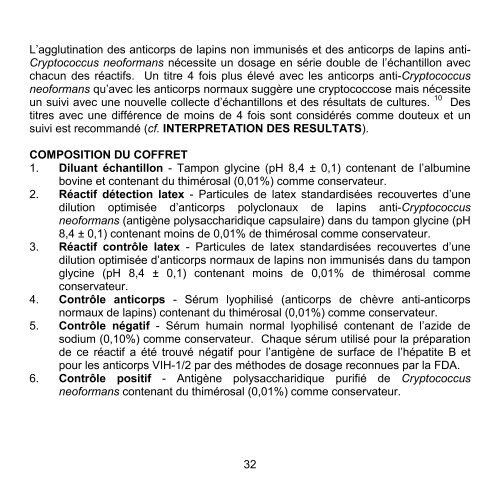 Cryptococcal Antigen Latex Agglutination System (CALAS®)