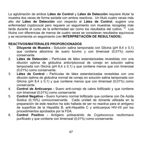 Cryptococcal Antigen Latex Agglutination System (CALAS®)