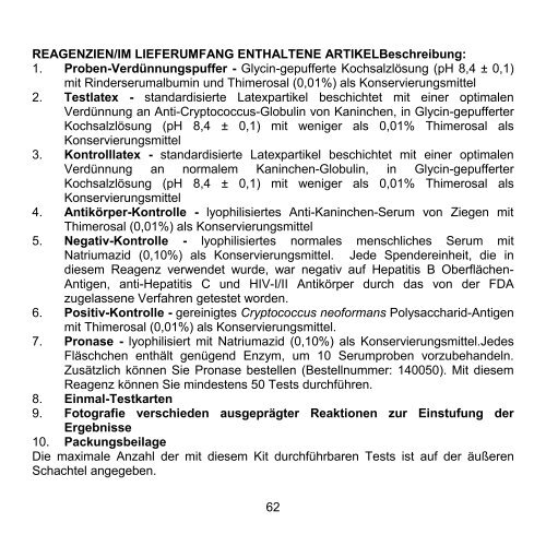 Cryptococcal Antigen Latex Agglutination System (CALAS®)