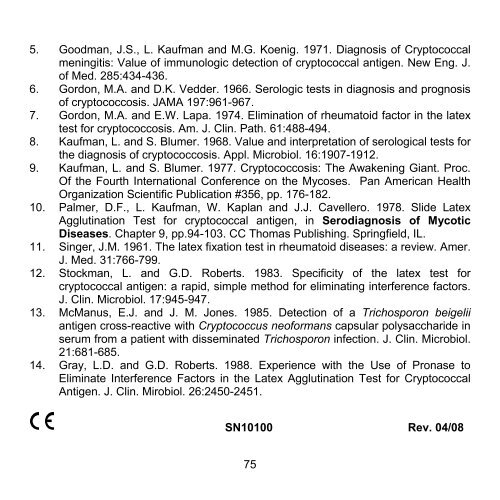 Cryptococcal Antigen Latex Agglutination System (CALAS®)