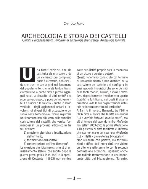 Archeologia e storia dei castelli - Precedente versione del sito