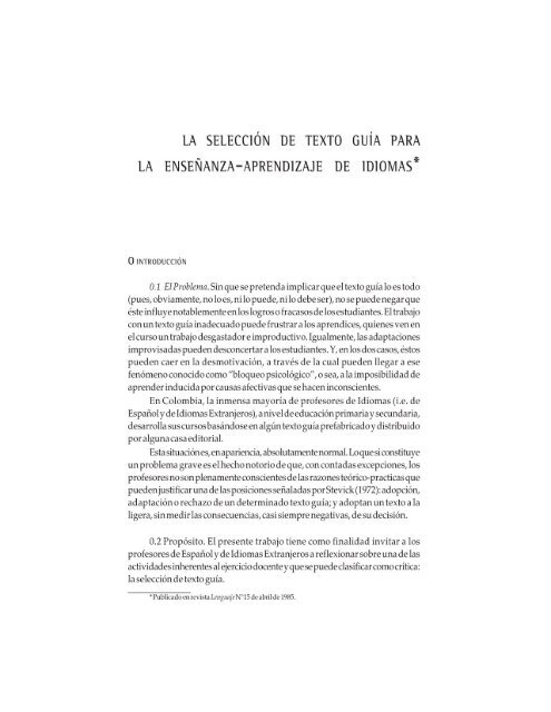 la selección de texto guía para - Biblioteca Digital Universidad del ...