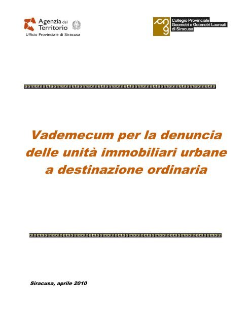 Vademecum Per La Denuncia Delle Unità Immobiliari Urbane A