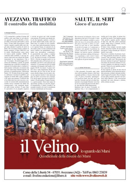 Il Velino, lo Sguardo dei Marsi Anno V, numero 80/01 del 15 ...