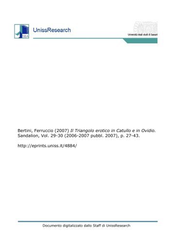 Bertini, Ferruccio (2007) Il Triangolo erotico in Catullo e in Ovidio ...