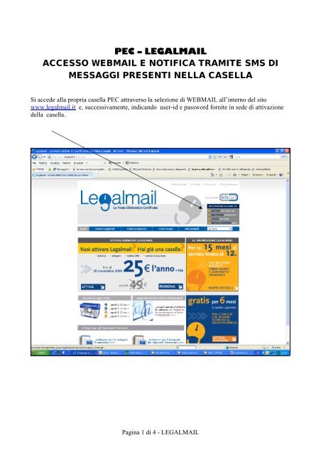 PEC – LEGALMAIL ACCESSO WEBMAIL E ... - Studioarcadia.it