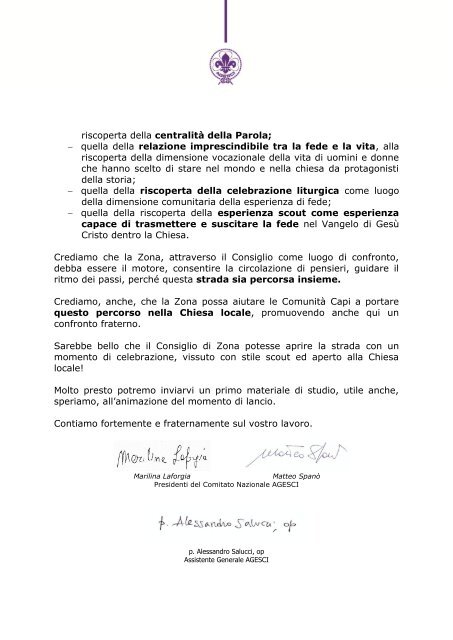 Lettera Responsabili di zona Convegno fede 2013 - Agesci