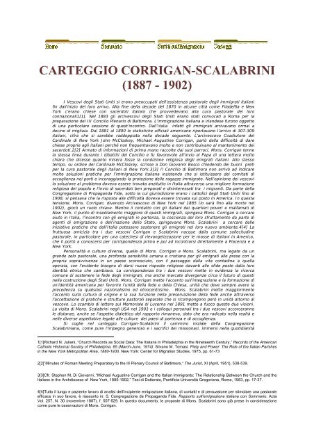 Carteggio Scalabrini - Michael Augustine Corrigan - Congregazione ...