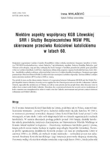 Niektóre aspekty współpracy KGB Litewskiej SRR i Służby ...