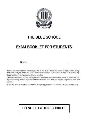 Examination booklet from dave 4 gk.pub - The Blue School
