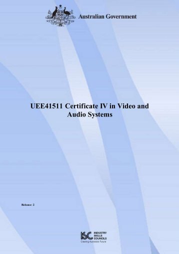 UEE41511 Certificate IV in Video and Audio Systems - National ...