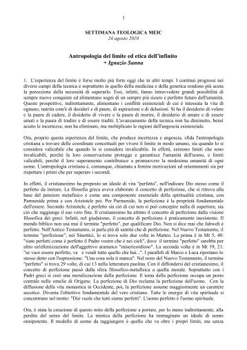 Antropologia del limite ed etica dell'infinito + Ignazio Sanna - Meic