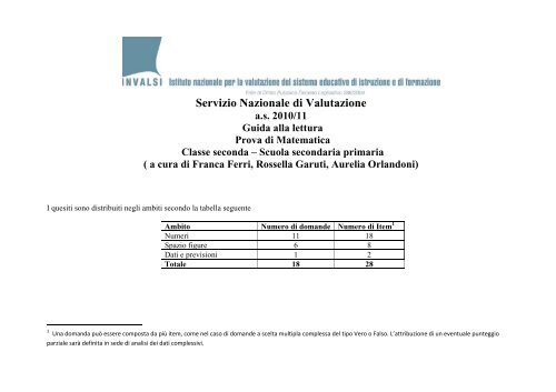 Griglia di correzione e guida alla lettura prova - Invalsi