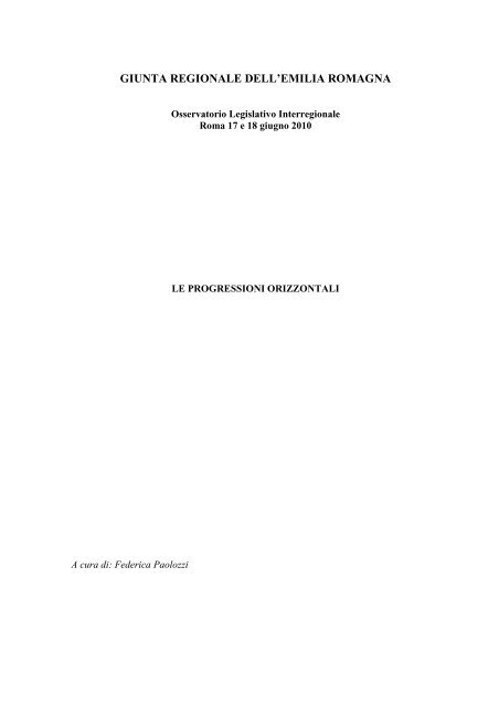 Le progressioni orizzontali - Consiglio Regionale della Toscana