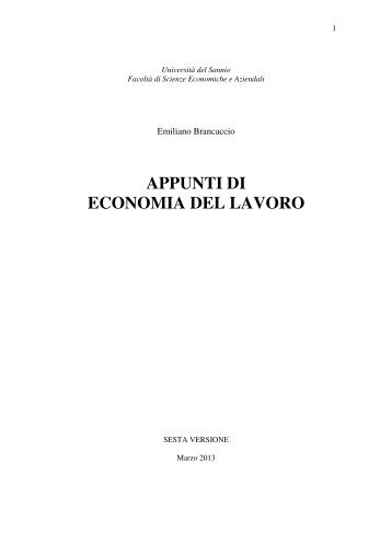 Appunti di Economia del lavoro 2013 - Emiliano Brancaccio