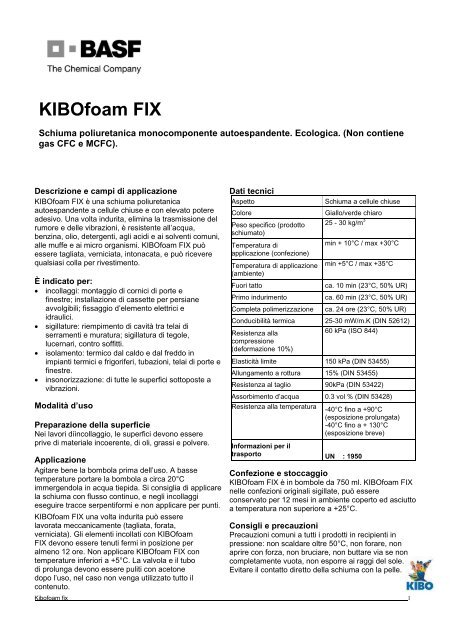 KIBOfoam FIX - BASF Construction Chemicals Italia S.p.A.