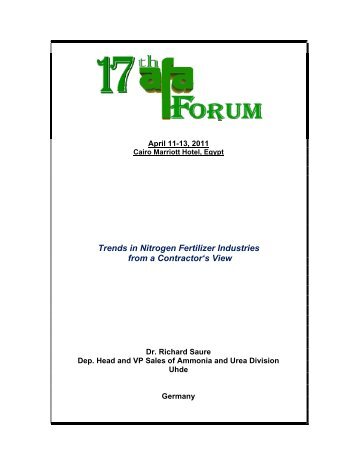Trends in Nitrogen Fertilizer Industries from a Contractor's View